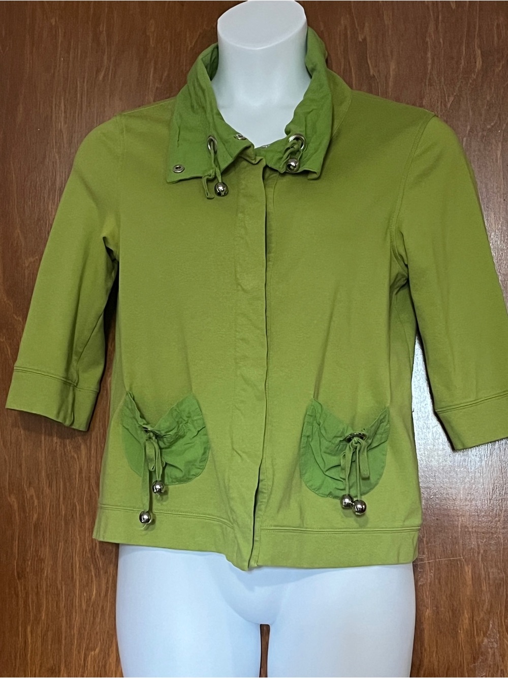Women’s Green Drawstring Pocket Jacket